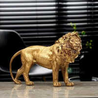 Resin Lion Sculpture - 24l X 7w X 18h Centimeters | High-quality Polyresin, Realistic Finish, Perfect For Home Decoration