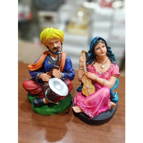 Polyresin Statue Rajasthani Couple Statue - Color: Multicolor