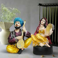 Traditional Rajasthani Couple Resin Statue