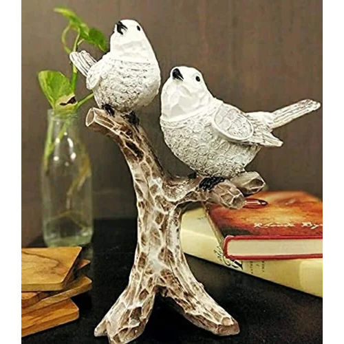 2 Birds Sitting On Tree Branch Figurine