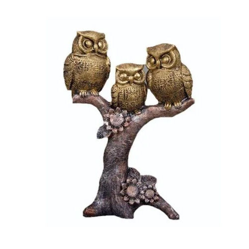 Good Luck Sign Owl Sitting Tree Branch Statue