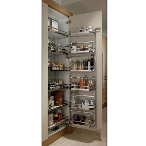 Flat Line Pantry Unit Chrome And Grey - Color: Silver