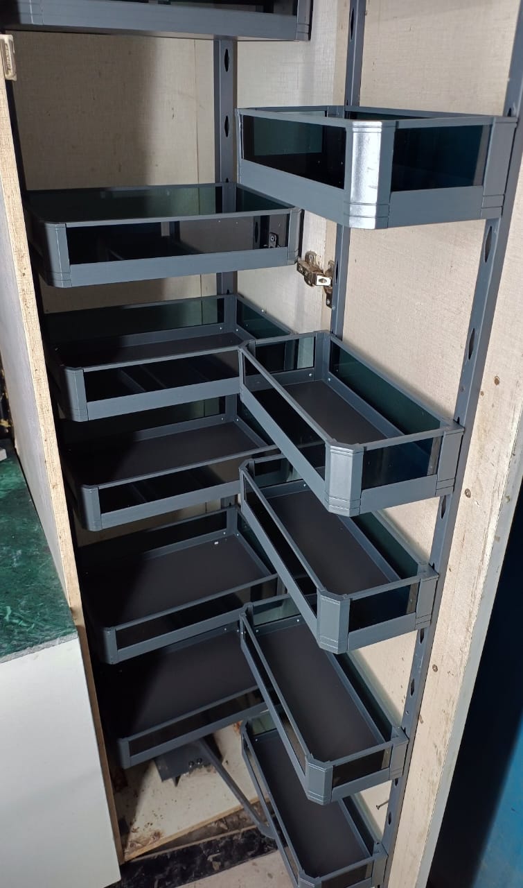 Glass Bidding Pantry Unit - Color: Brown