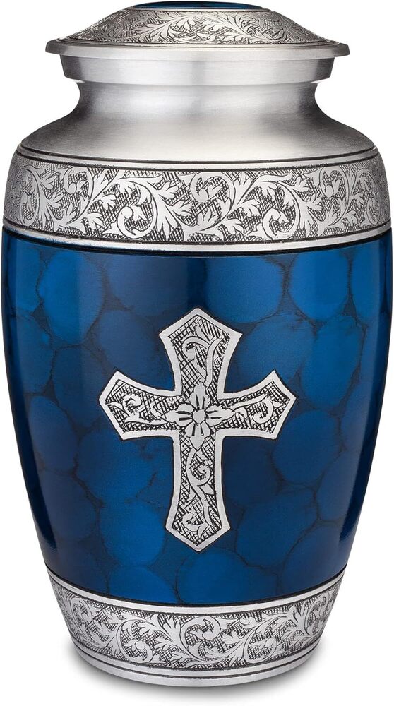 Cross Engraved Adult Cremation Urn for Human Ashes