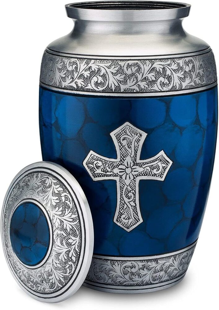 Cross Engraved Adult Cremation Urn for Human Ashes