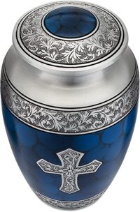 Cross Engraved Adult Cremation Urn for Human Ashes