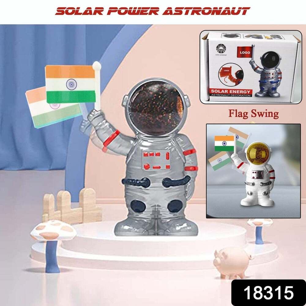 Solar Power Astronaut Ornament Moving Hand with Indian Flags