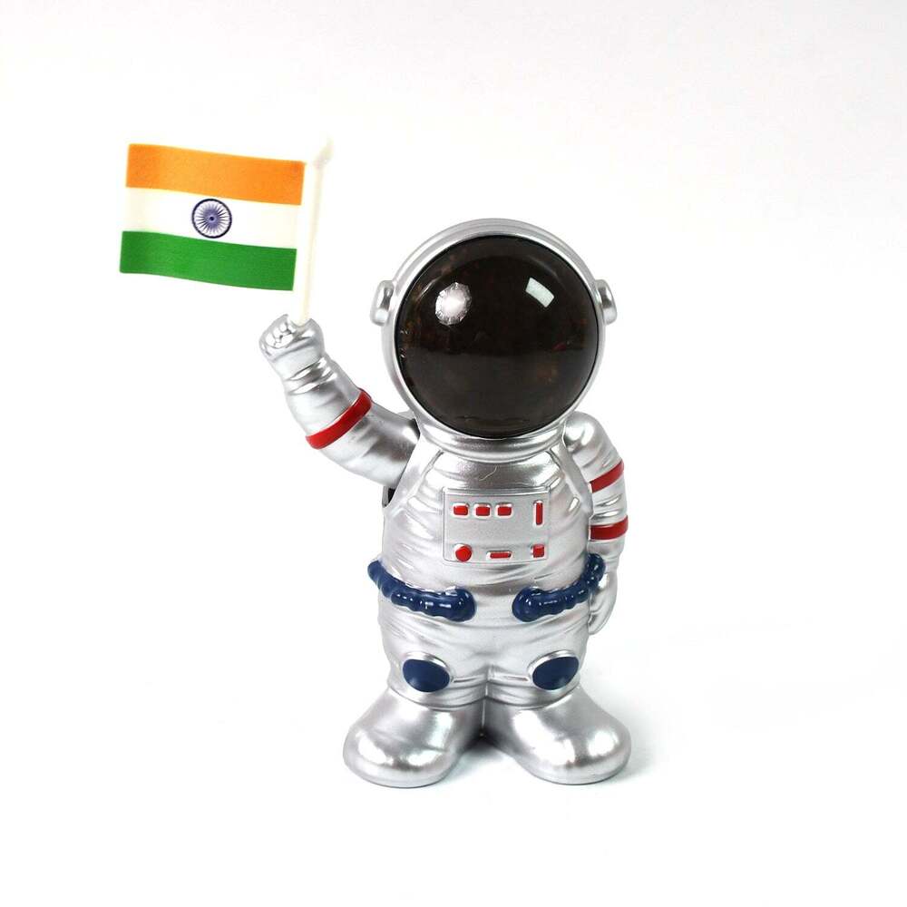 Solar Power Astronaut Ornament Moving Hand With Indian Flags
