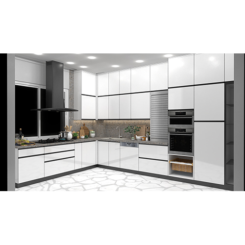 L Shape Modular Kitchen With Chimney - Dimension (L*W*H): 2 Foot (Ft)