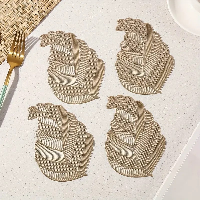 Cherrybox Leaf Design Coaster - Brown, Standard Size, Rectangular Shape | Polished Finish, Attractive Leaf Net Design For Home And Office Use