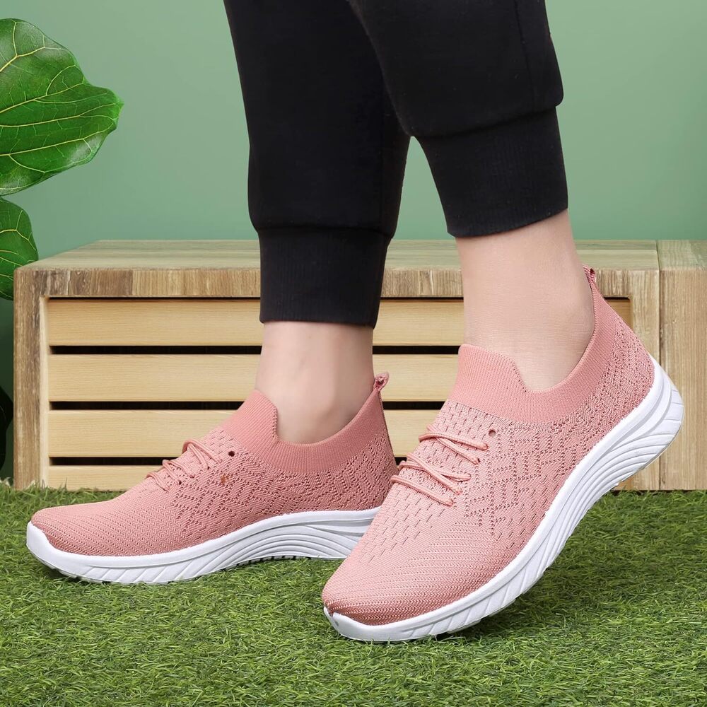 Ladies Flyknit Pvc Elastic Shoes - Color: Pink