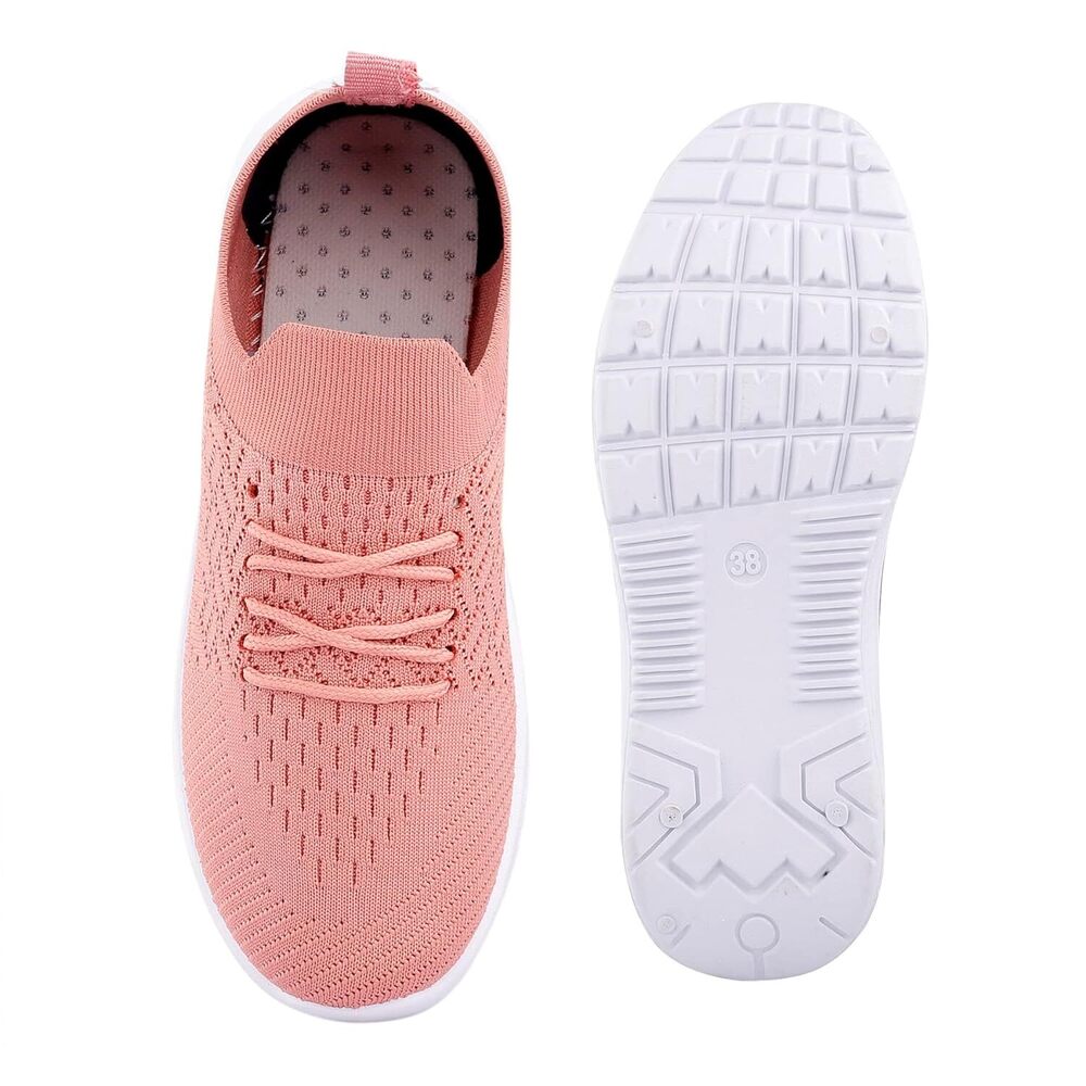 Ladies Flyknit Pvc Elastic Shoes - Color: Pink