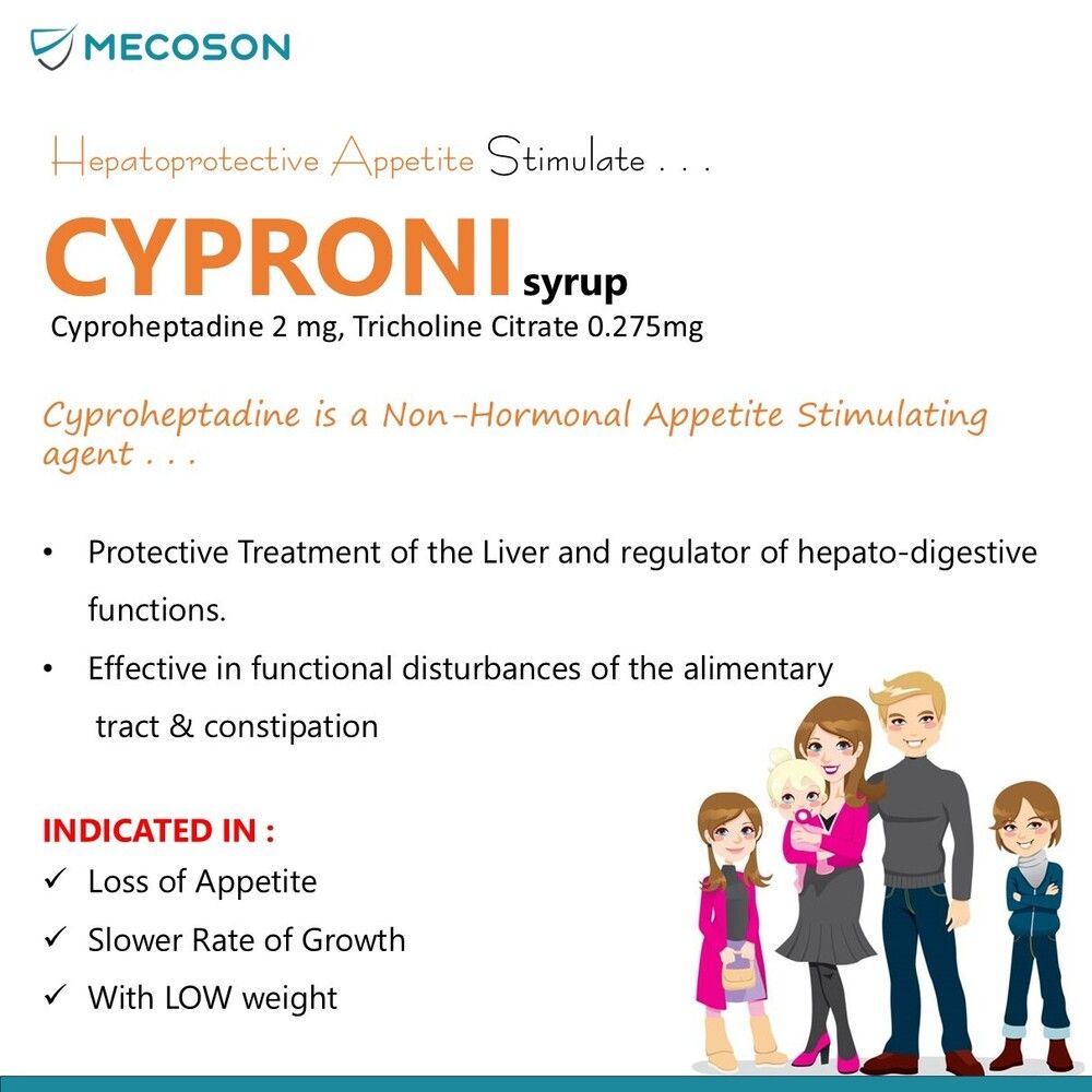 Cyproheptadine HCL 2mg Tricholine Citrate 275Mg Syrup