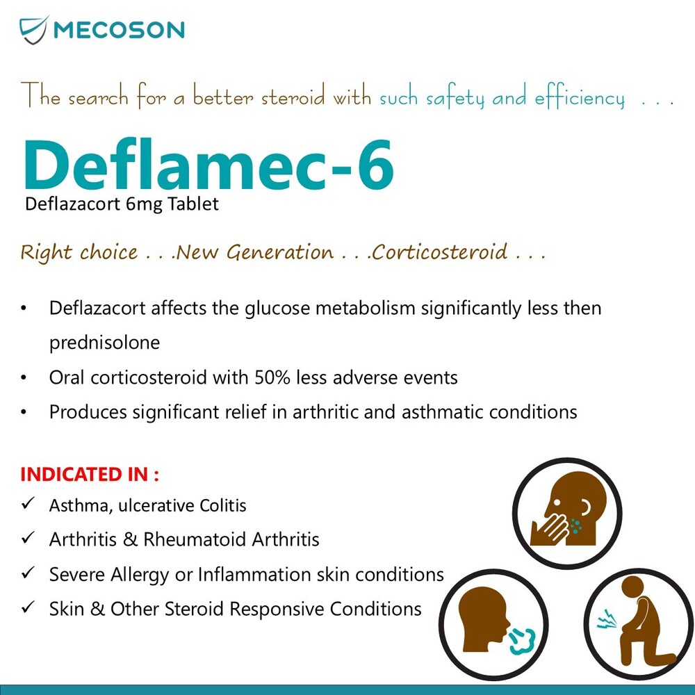 6mg Deflazacort Tablets - Corticosteroid Medication For Inflammatory & Autoimmune Conditions | Anti-inflammatory, Immunosuppressive Effects, Store In Dry Place
