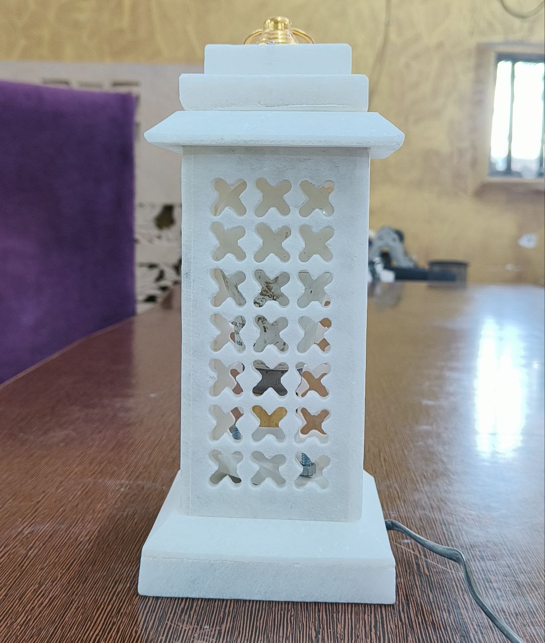 White marble Jali Lamp