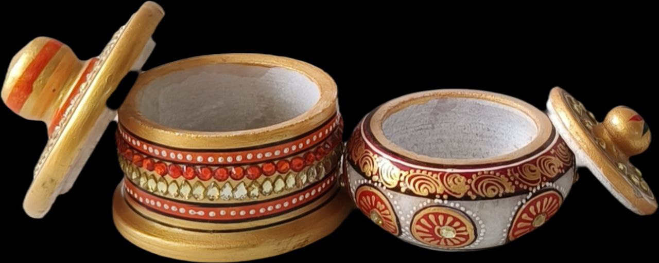 White Marble Sindoor Box - Color: Multicolor