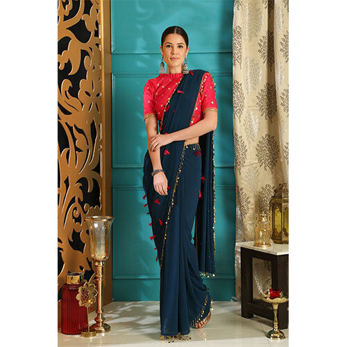 4103 Ladies Sarees - Color: Teal Blue