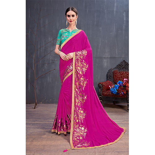 4136 Ladies Sarees - Color: Dark Pink