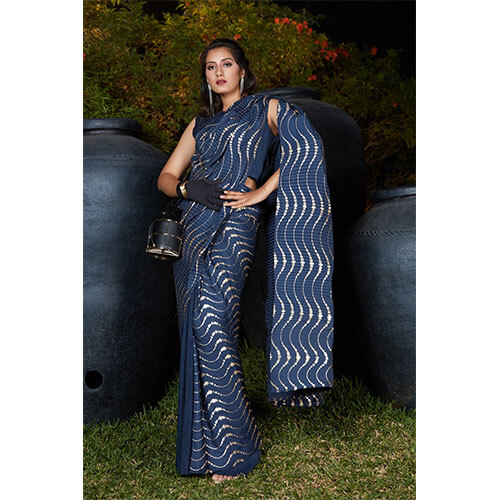 4503 Ladies Sarees - Color: Navy Blue