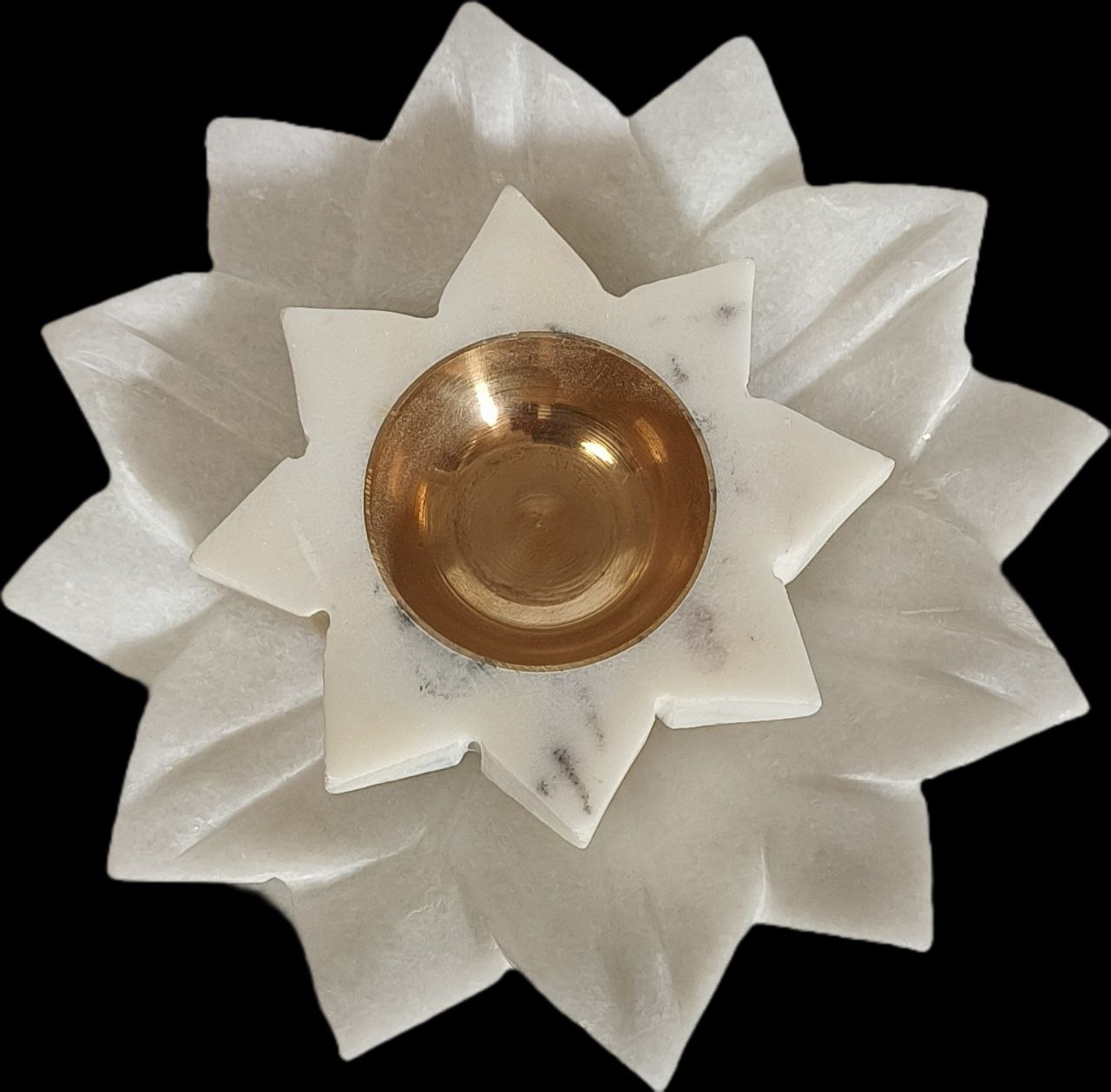 White Marble Lotus Shaped Diya