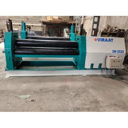 3 Roller Plate Roll Bending Machine - Color: Green & White