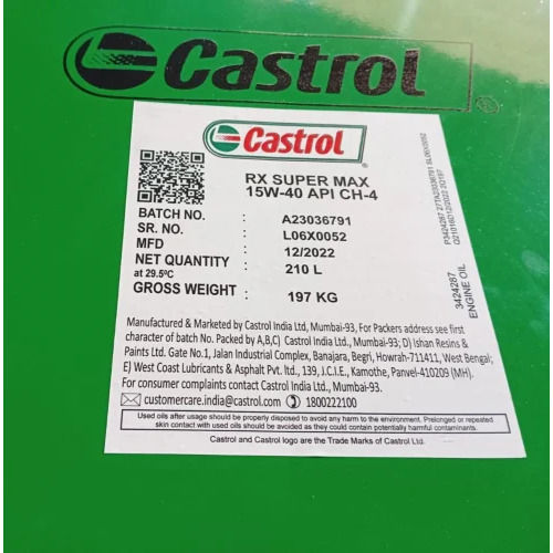 Castrol RX Super Heavy Duty Diesel Engine Oil,Barrel Of 210 Litre