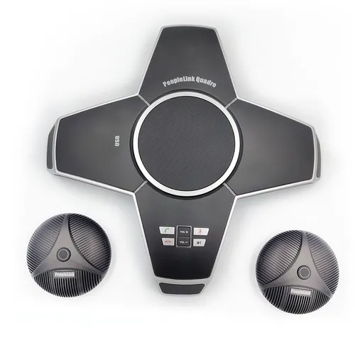Conference Room Speakerphone with Extension Mics PeopleLink Quadro