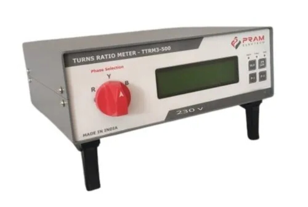 TTRM3-500 Transformer Ratio Meter - Aluminium, 170mm x 210mm x 87mm | 450 TR Range, 0.1% Accuracy, Digital Display, 230V Power Supply, 3kg Weight