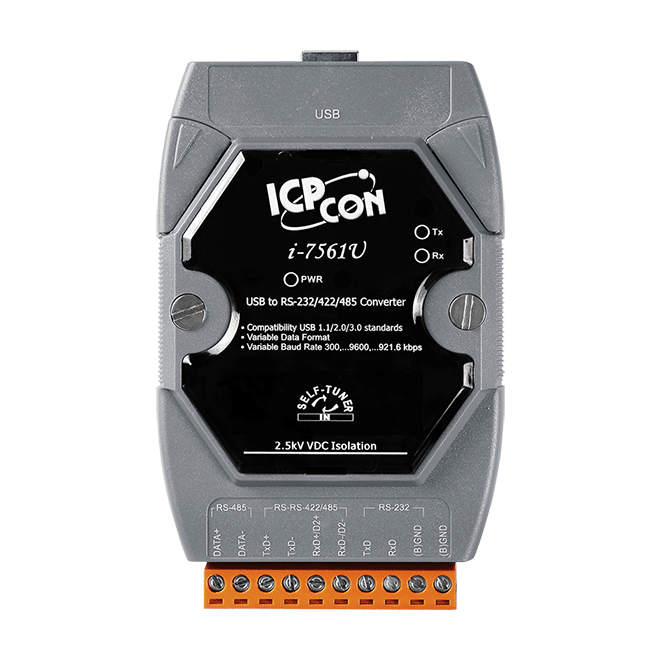 Usb To Isolated Rs-232/422/485 Converter - Plastic, 72 X 115 X 35 Mm, Gray | 3000 Vdc Isolation, Esd Protected, Automatic Rs-485 Direction Control, 921.6 Kbps Transmission Speed, No External Power Supply Required