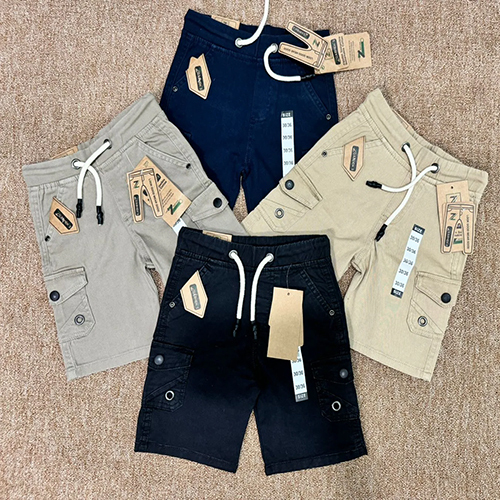Kids Six Pocket Cargo Short - Cotton, Sizes 2T to 7T, Multicolor | Versatile Plain Pattern, Trendy Western Style, Perfect for Outdoor Activities
