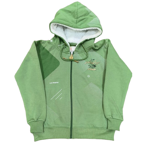 Kids Hoodies - Woolen Material, Sizes 2T to 14T, Vibrant Green Color | Trendy Printed Pattern, Two Front Pockets, Warm for Winter