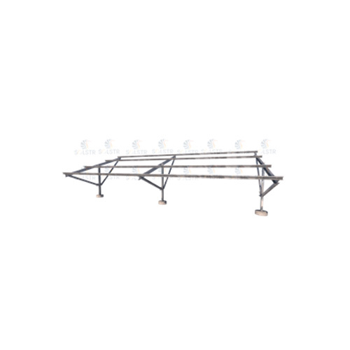 Single Pole Solar Ground Mounting Structure - Aluminium, Customised Foot (ft) | Silver Finish, 3 Cell Capacity for Efficient Solar Installation