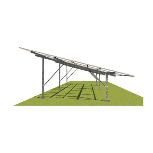 Double Pole Solar Ground Mounting Structure - Color: Silver