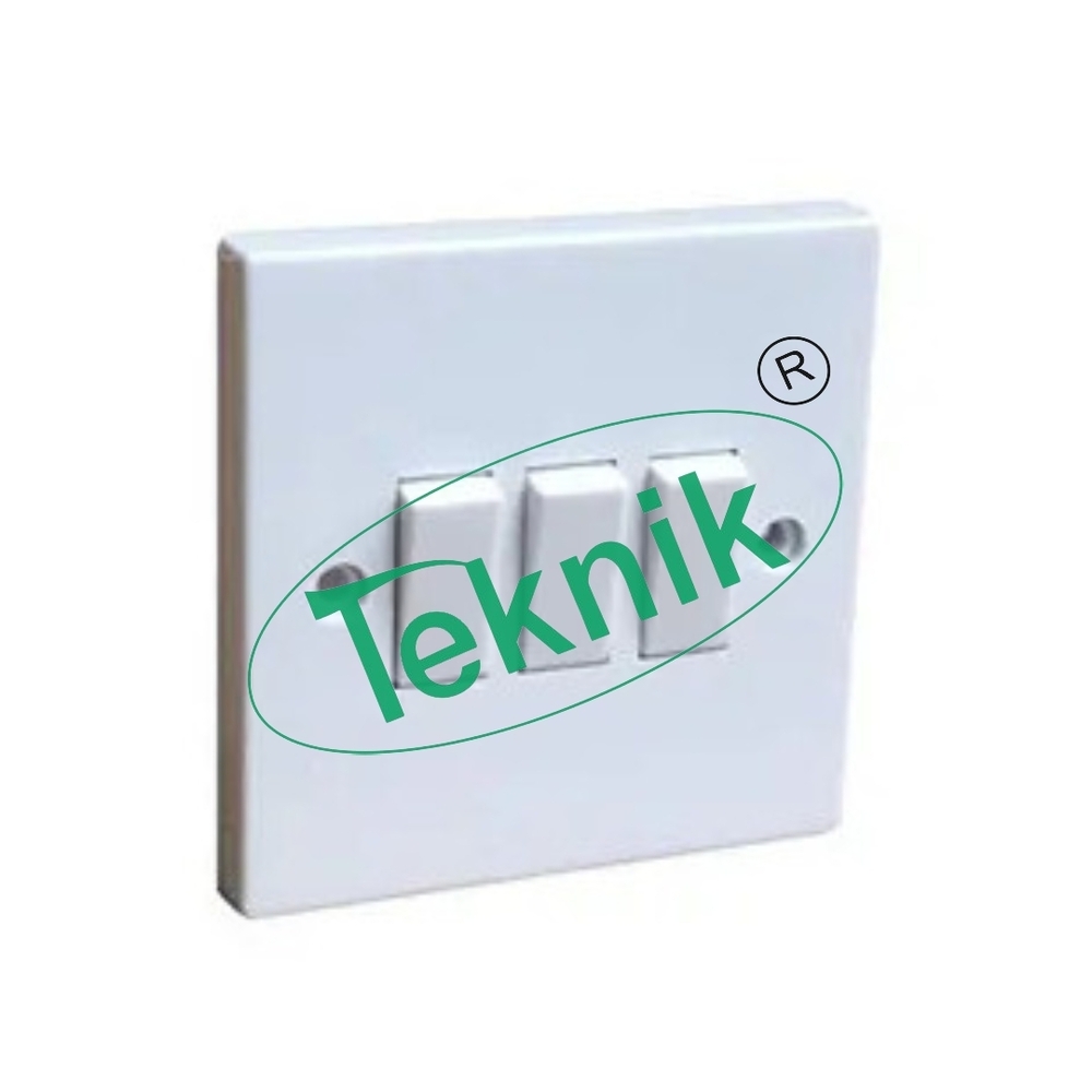 Triple Switch - 85mm X 85mm X 9mm | White 3 Gang 2 Way Switch For Engineering Electronic Instruments