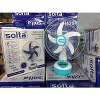 Solar Rechargeable Fan With Led Light - Color: Sky Blue And White