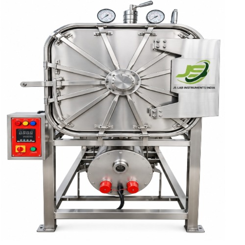 Rectangular Horizontal Autoclave - Stainless Steel, 220 Volt, 121°C | Silver Finish, Manual Operation, Industrial Use