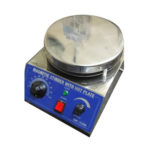 Magnetic Stirrer With Hot Plate - Stainless Steel, 5 Liters Capacity, Blue Coated Finish | 220V, 2000 RPM Stirring Speed, Durable Design