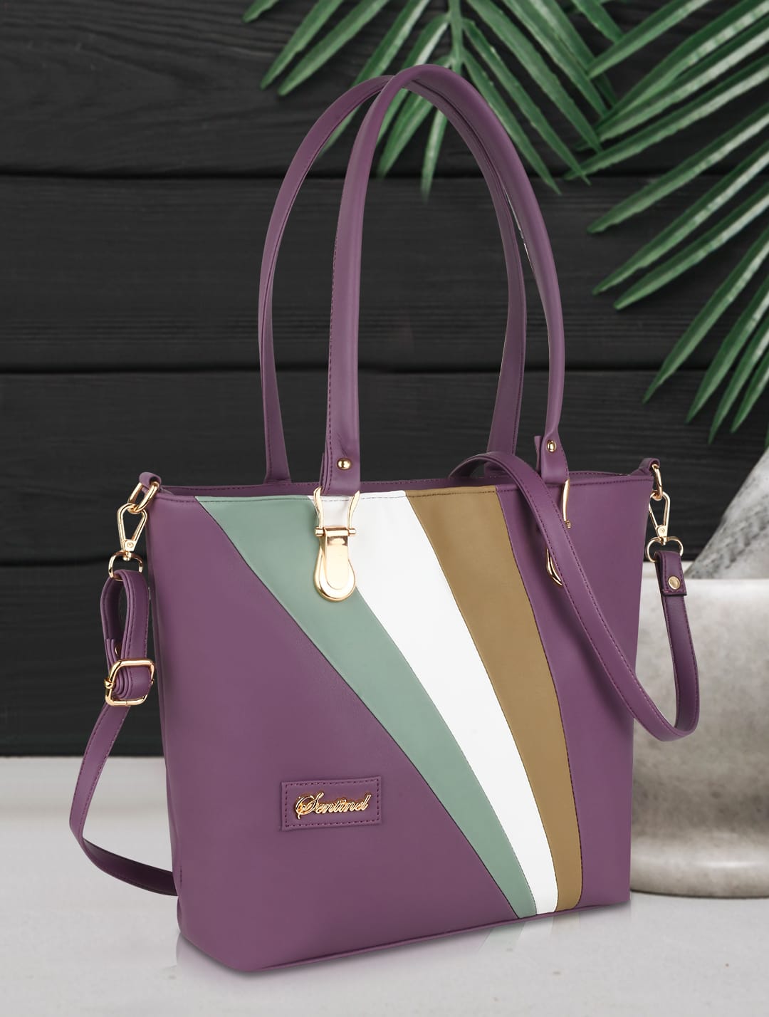 SENTINEL Women Colorblock Striped Handbag