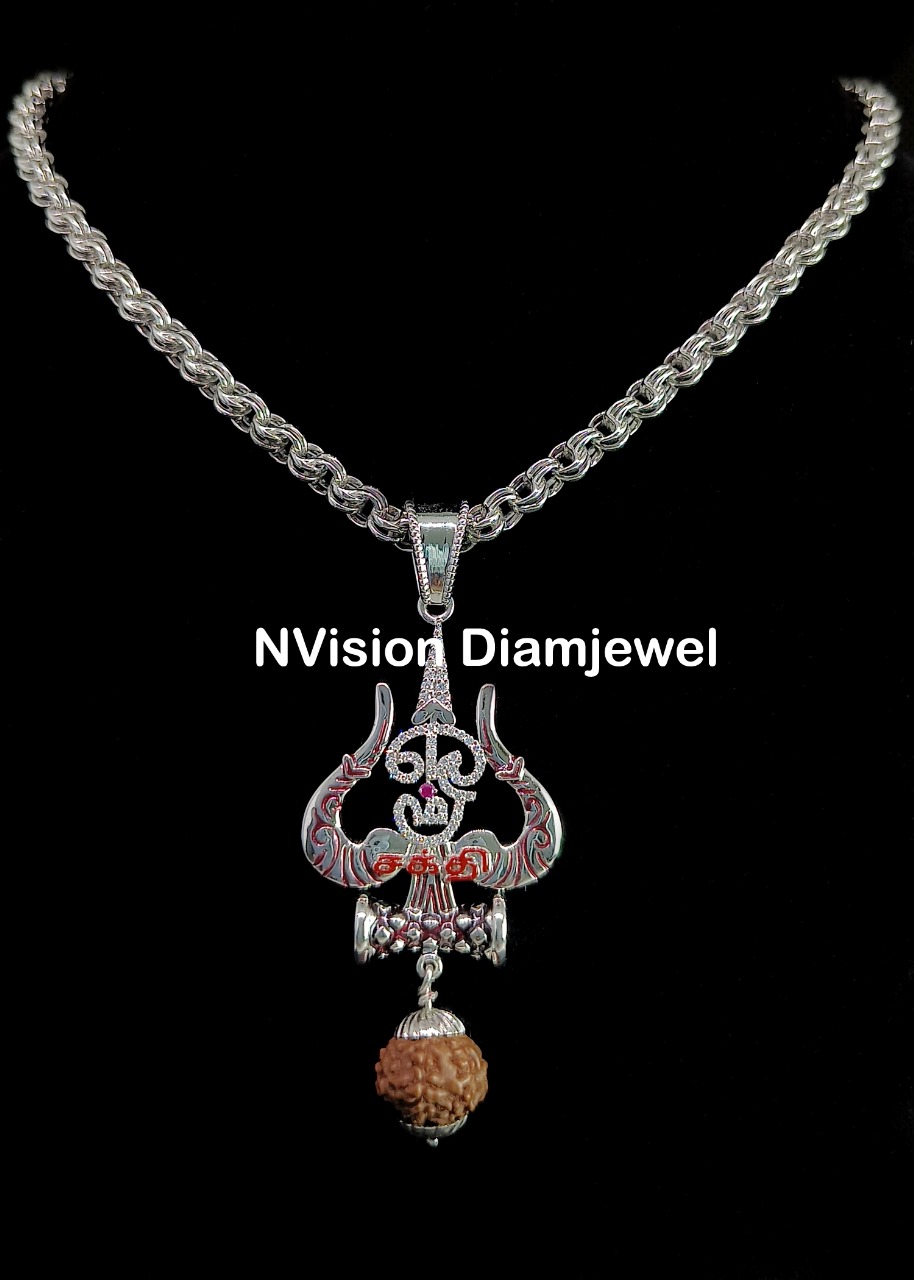 Natural Diamond Om Shakti Platinum Pendant