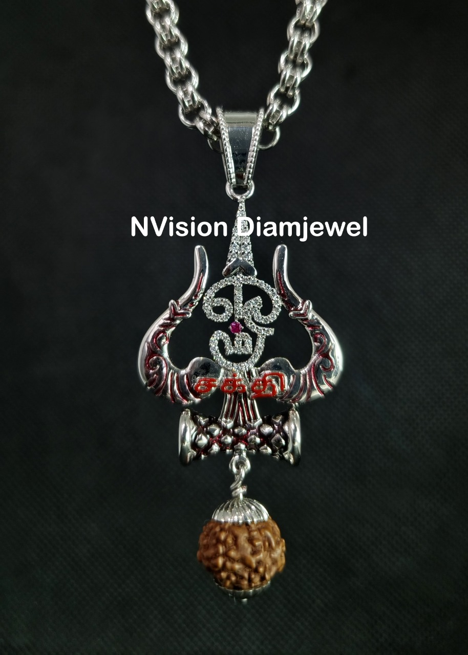 Natural Diamond Om Shakti Platinum Pendant