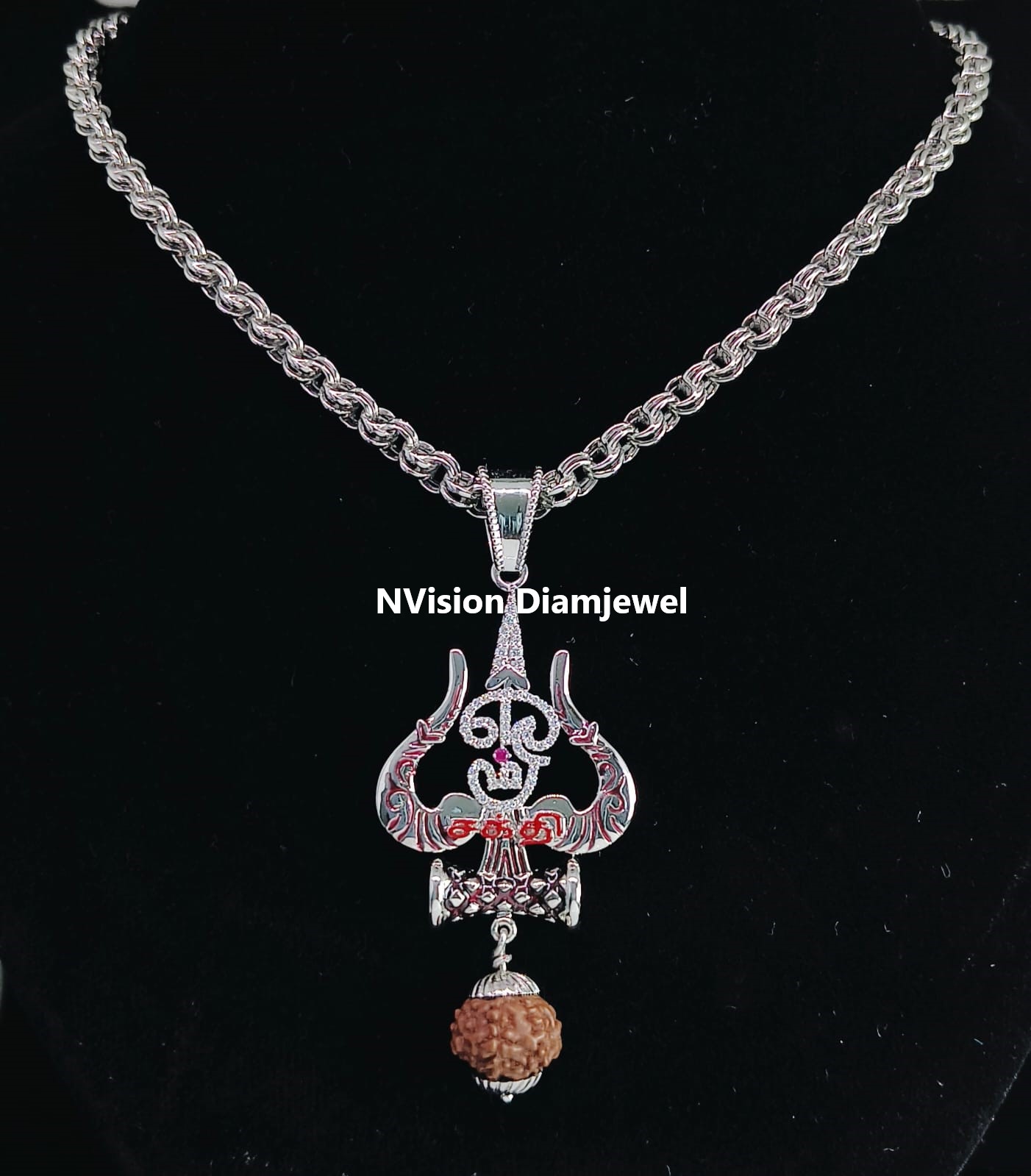 Natural Diamond Om Shakti Platinum Pendant