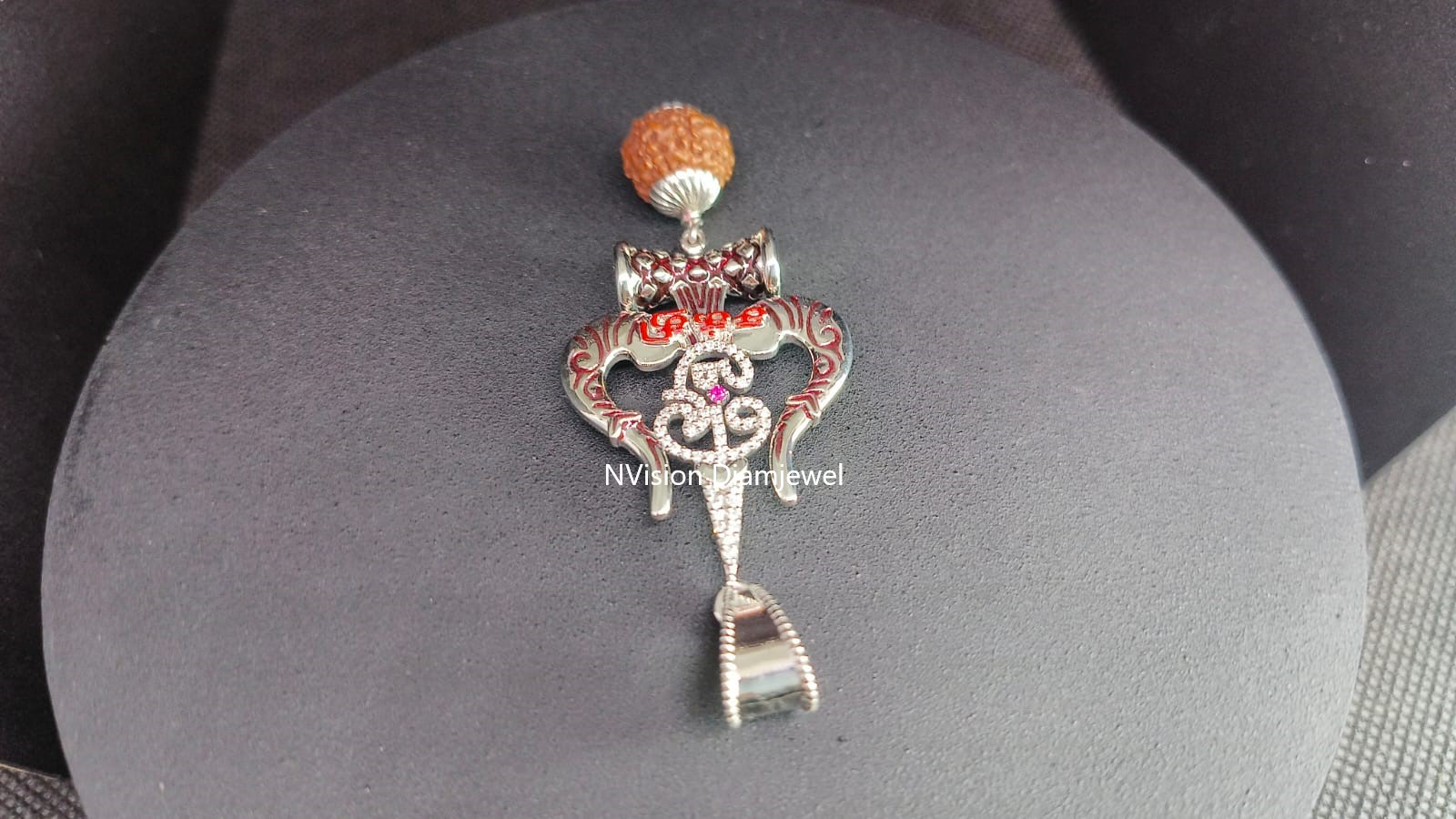 Natural Diamond Om Shakti Platinum Pendant