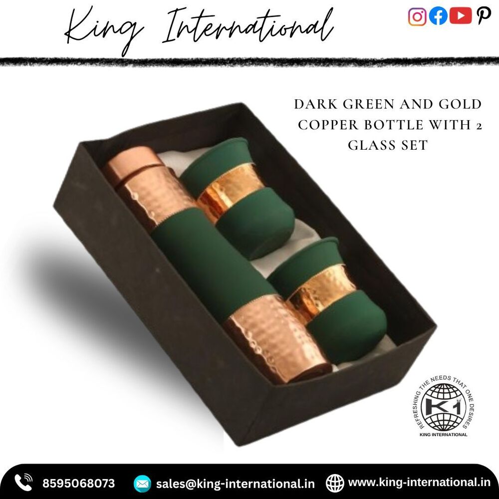 Antique Engraved Copper Water Jar With Two Glass Set - Material: 100% Pure Copper, Jar Capacity: 1.5 Liters, Each Glass: 300 Ml | Eco-friendly, Handcrafted Design, Ideal For Gifting