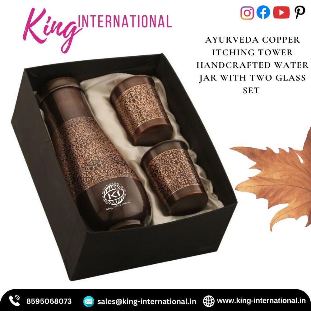 Copper Water Jug and Tumbler Set