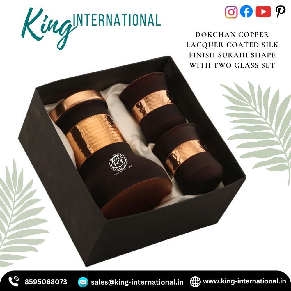 Copper Water Pitcher and Glass Jar Set