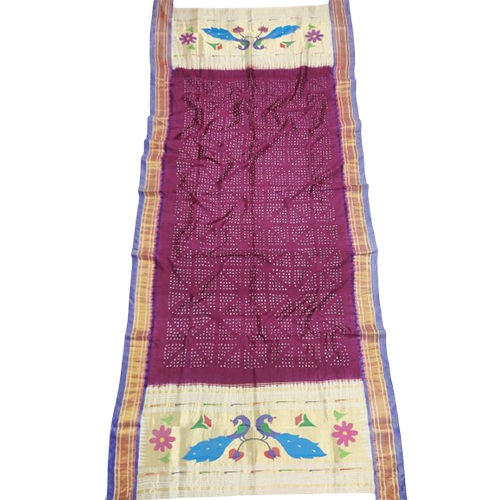 Traditional Paithani Dupatta With Bandhani Saree - Color: Different Available