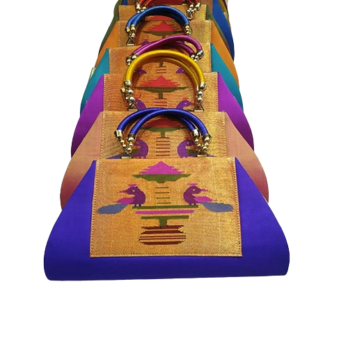 Handmade Paithani Purse - High-quality Cotton Fabric, Customized Size & Design, Moisture-proof Feature, Multiple Color Options