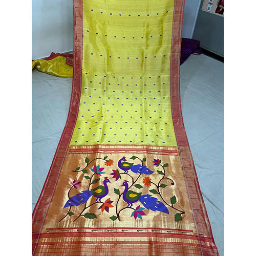 Ladies Tissue Single Muniya Brocade Paithani Saree - Color: Different Available