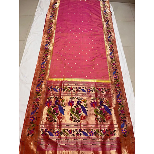 Ladies Border Design Bracket Paithani Saree - Color: Different Available