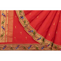 Paithani Silk Butta Red Saree